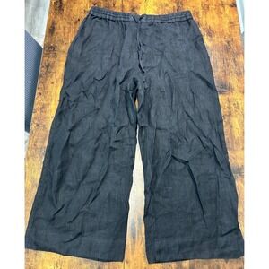 James Perse Los Angeles Wide Leg Linen Pants Charcoal Black large? Drawstring